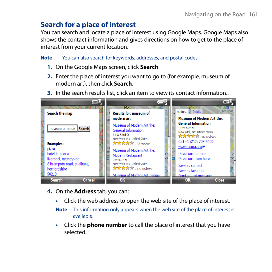 HTC S743, ROSE130 user manual Search for a place of interest 