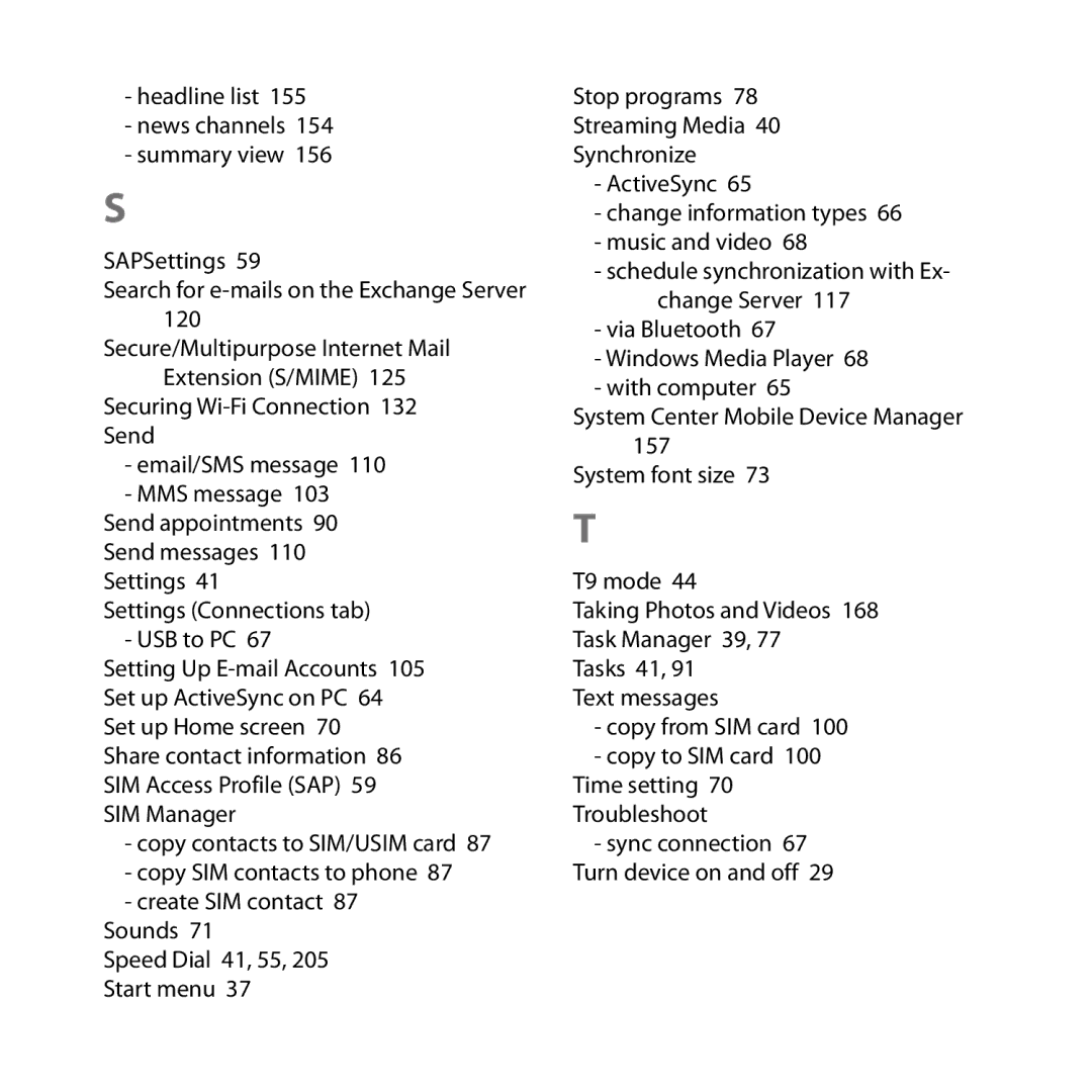 HTC S743, ROSE130 user manual Tasks 41, 91 Text messages 