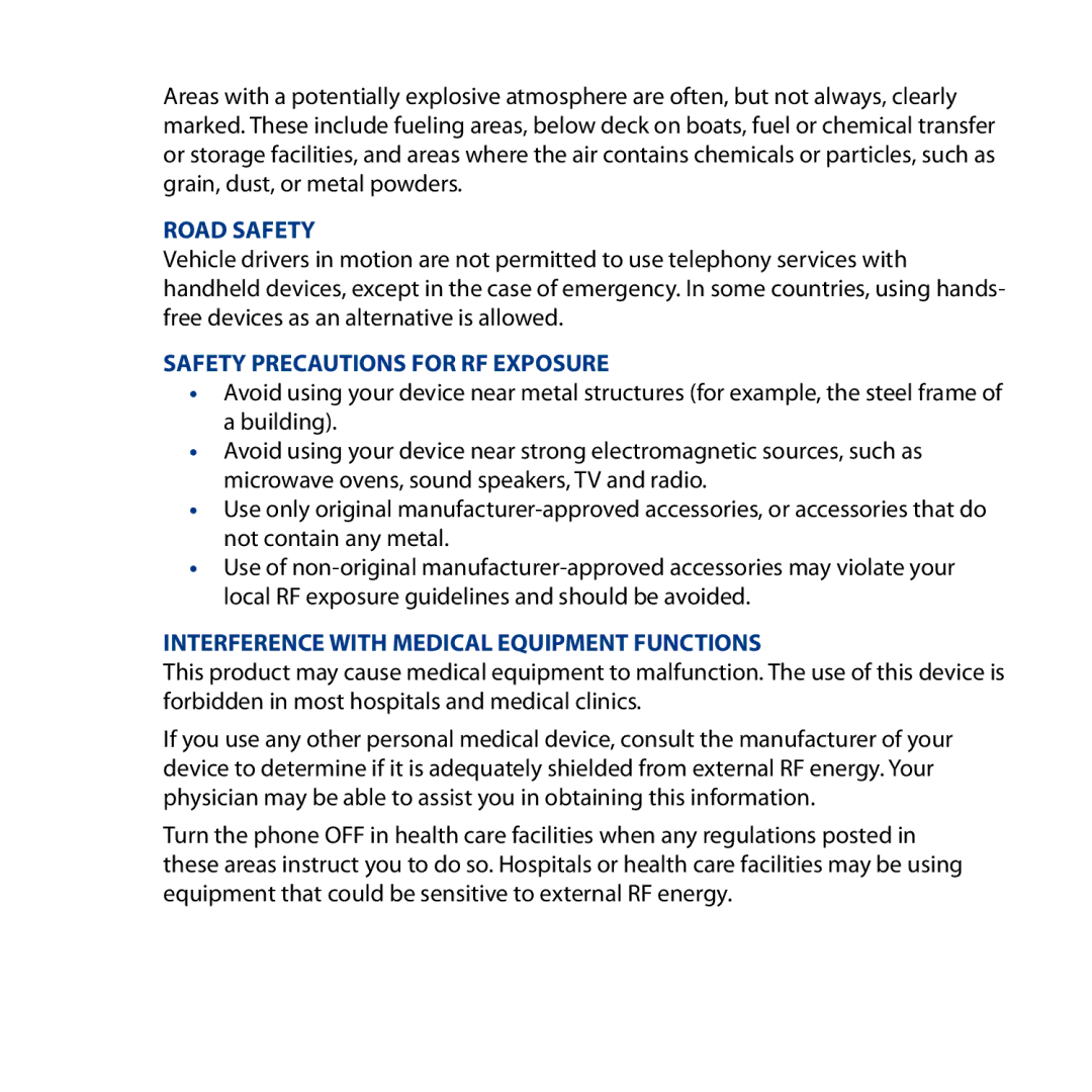 HTC S743, ROSE130 user manual Road Safety 