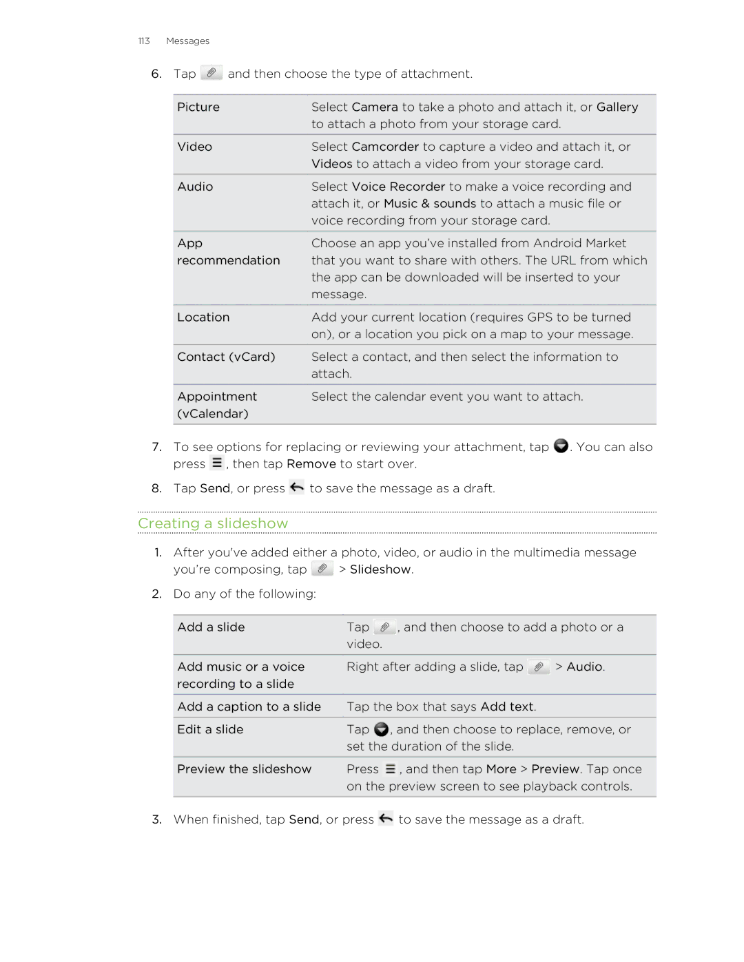 HTC S manual Creating a slideshow 