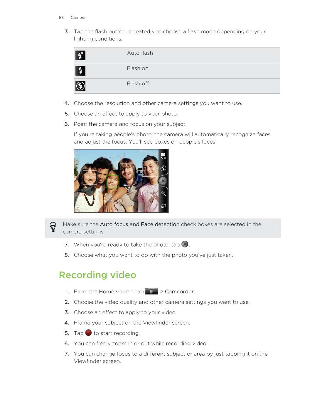 HTC S manual Recording video 