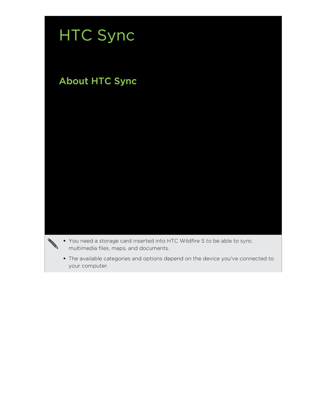 HTC manual About HTC Sync 