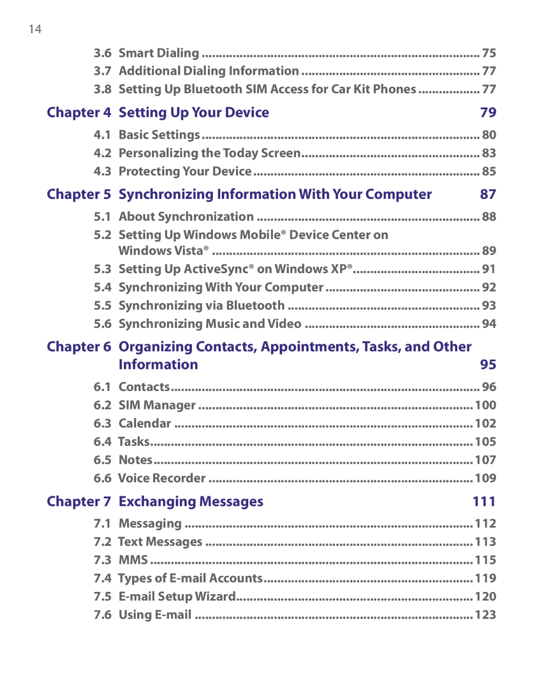 HTC HS S168, S200, POLA160 user manual Synchronizing Information With Your Computer, 111 