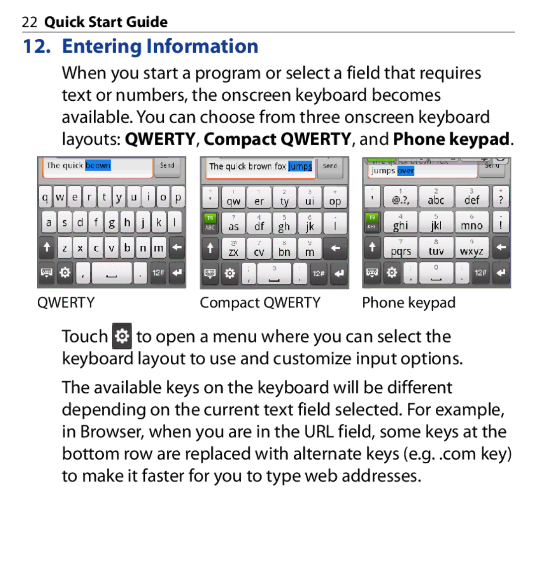 HTC SAPP100 quick start Entering Information 