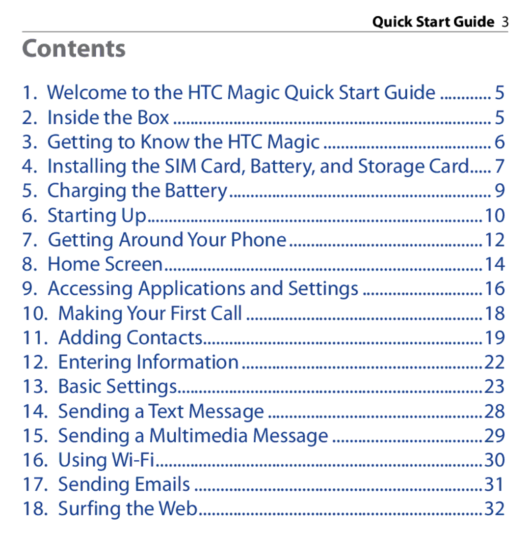 HTC SAPP100 quick start Contents 