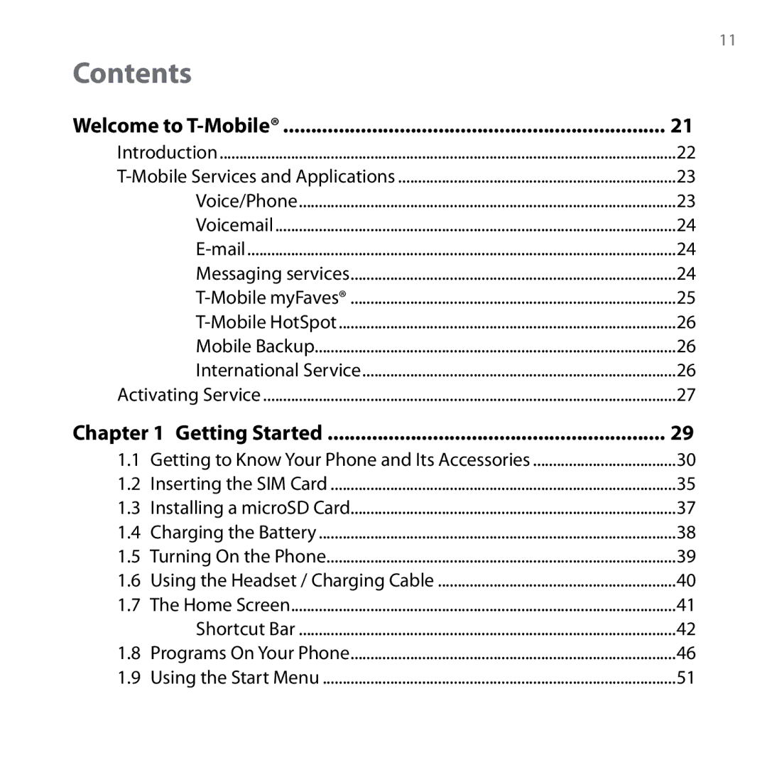 HTC Shadow user manual Contents 