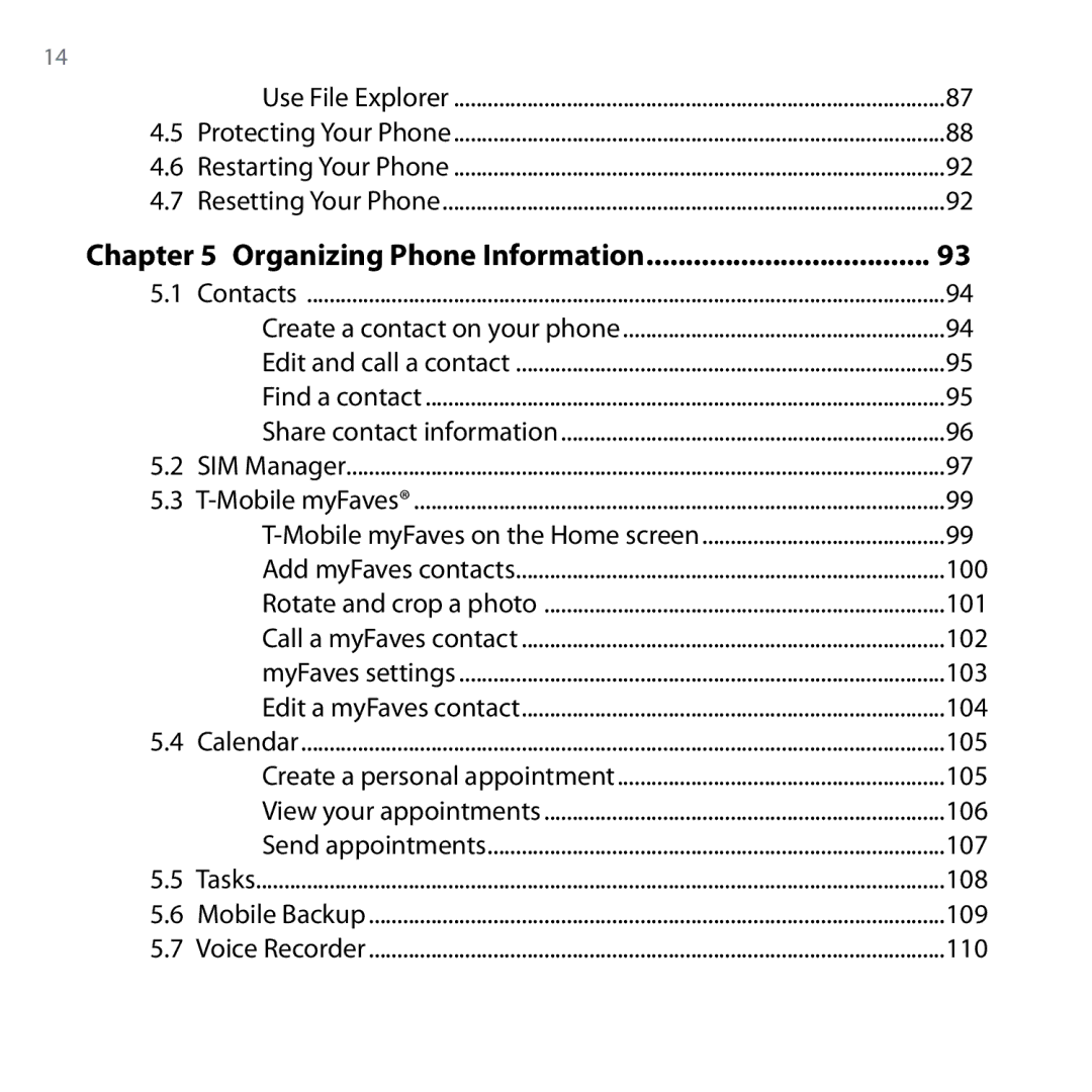 HTC Shadow user manual 100, 101, 102, 103, 104, 105, 106, 107, 108, 109, 110 