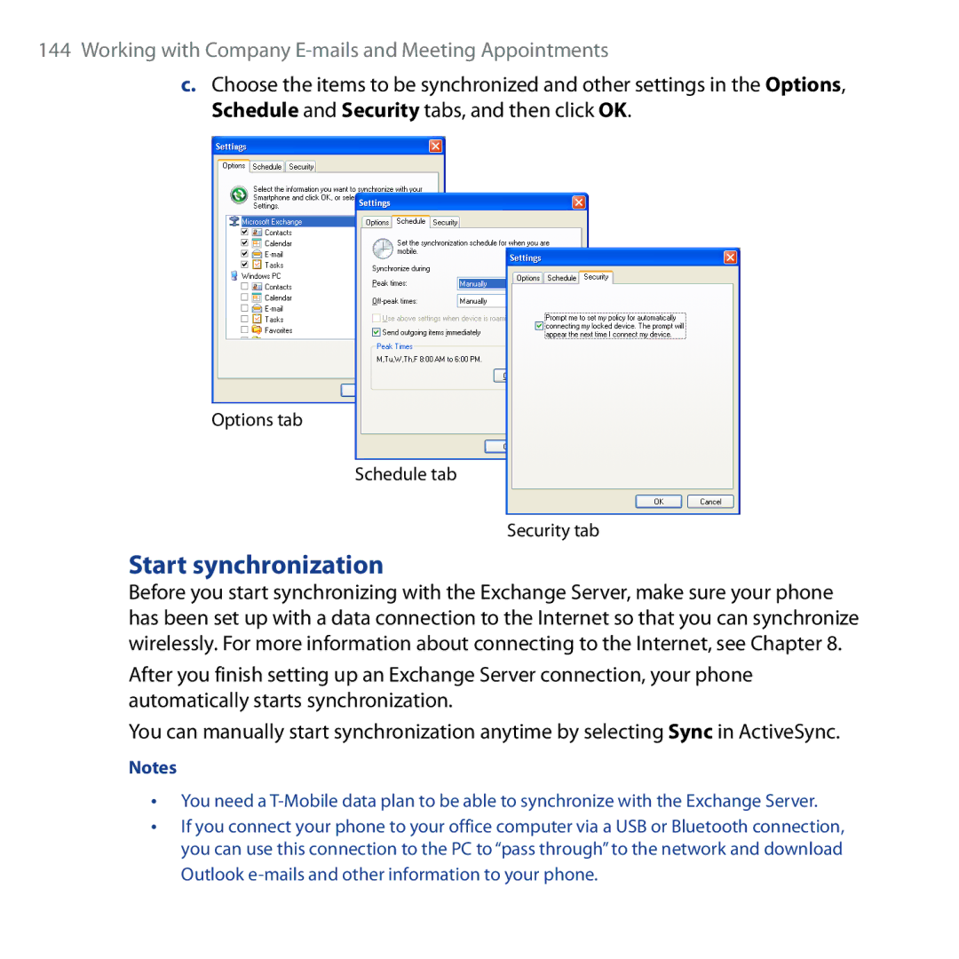 HTC Shadow user manual Start synchronization 