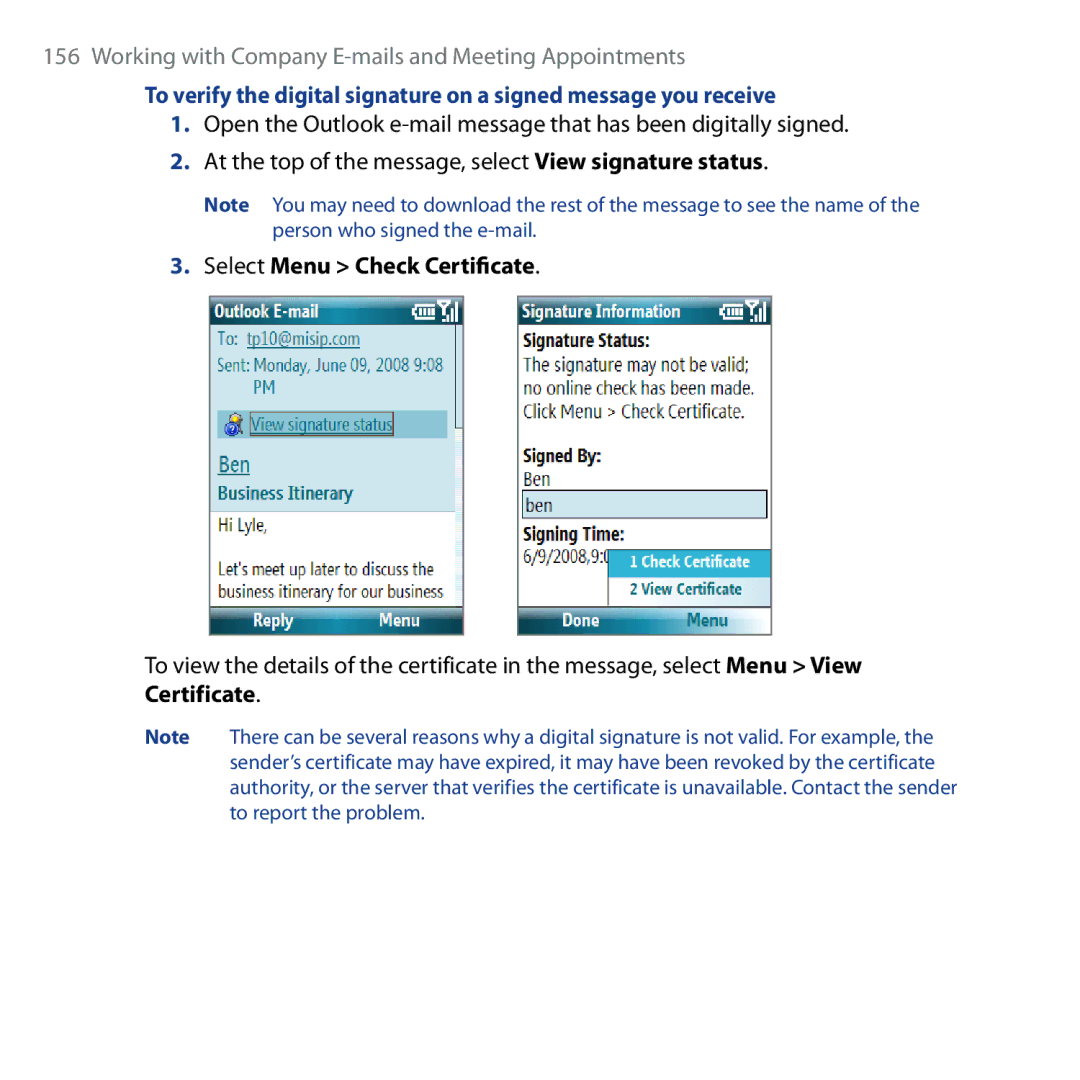 HTC Shadow user manual Select Menu Check Certificate 