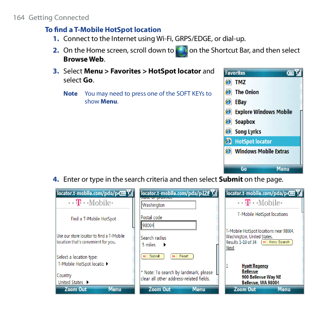 HTC Shadow user manual To find a T-Mobile HotSpot location 