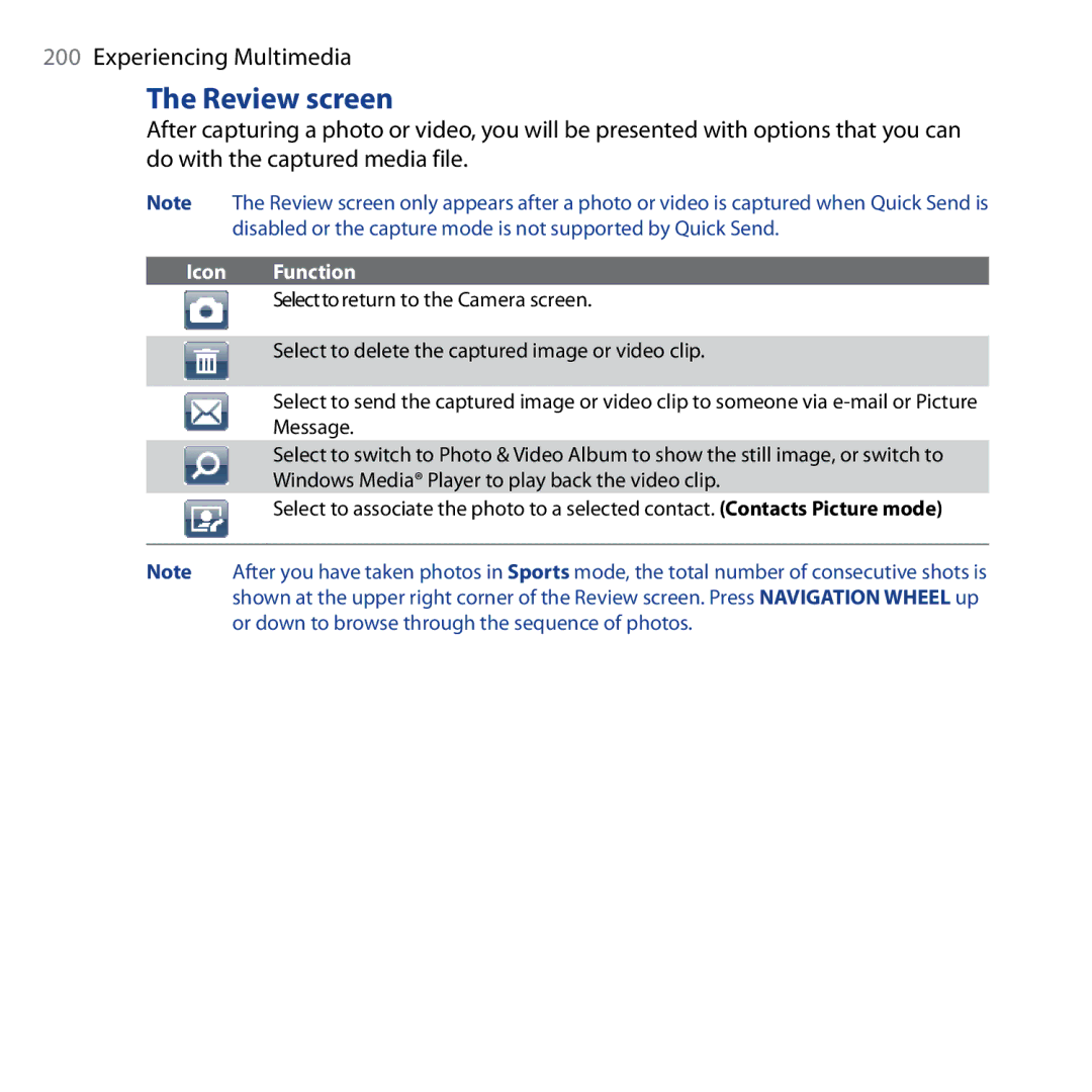 HTC Shadow user manual Review screen 