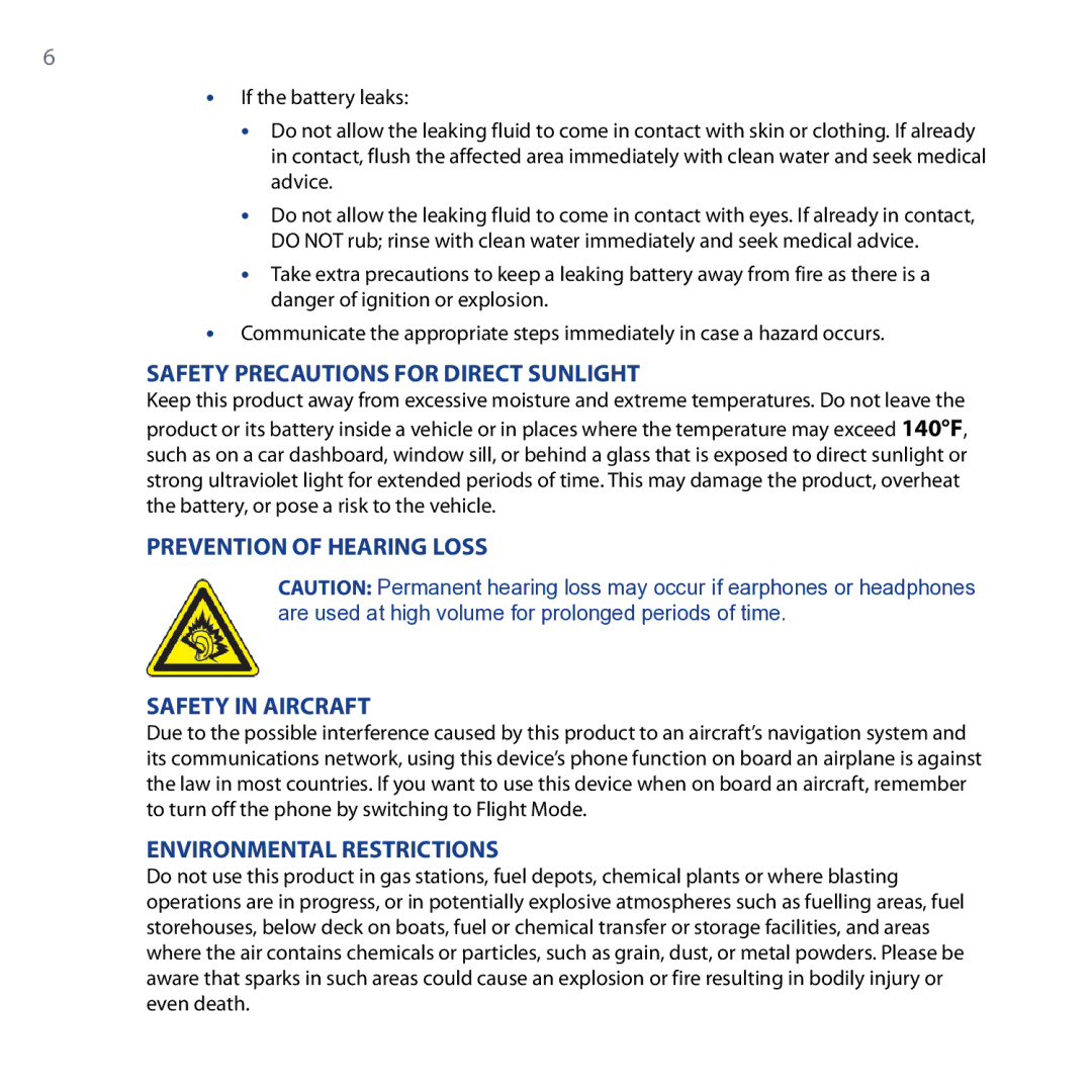 HTC Shadow user manual Safety Precautions for Direct Sunlight 