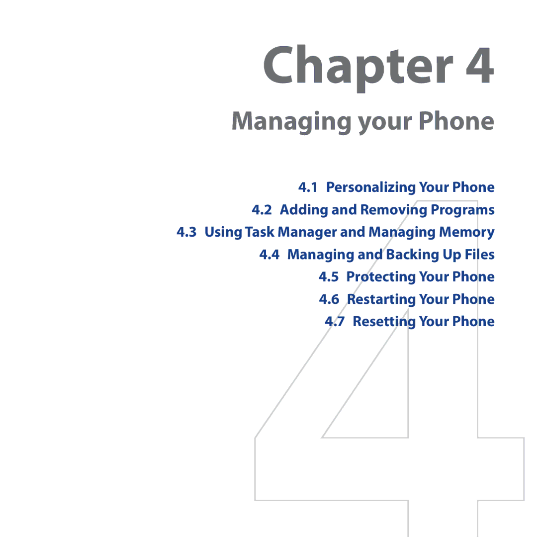 HTC Shadow user manual Managing your Phone 