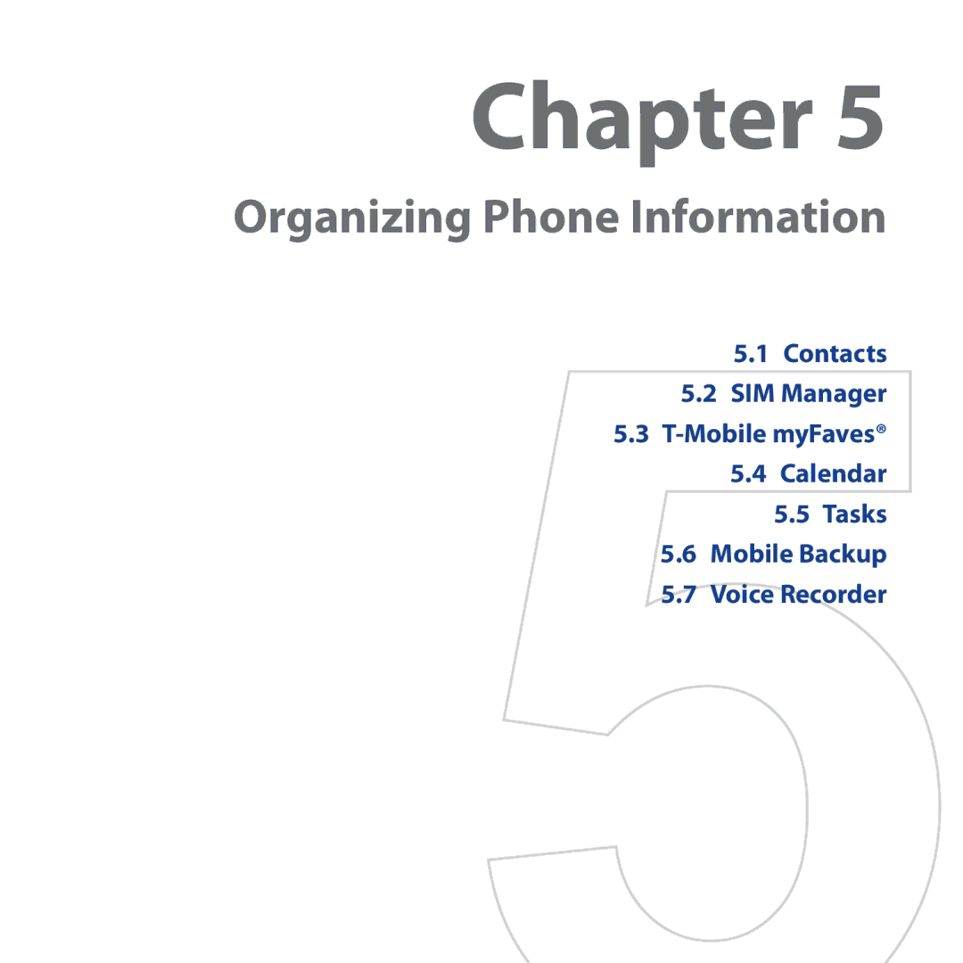 HTC Shadow user manual Organizing Phone Information 