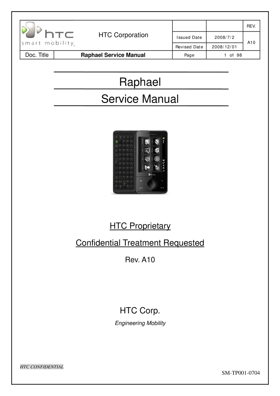 HTC SM-TP001-0704 manual Raphael 