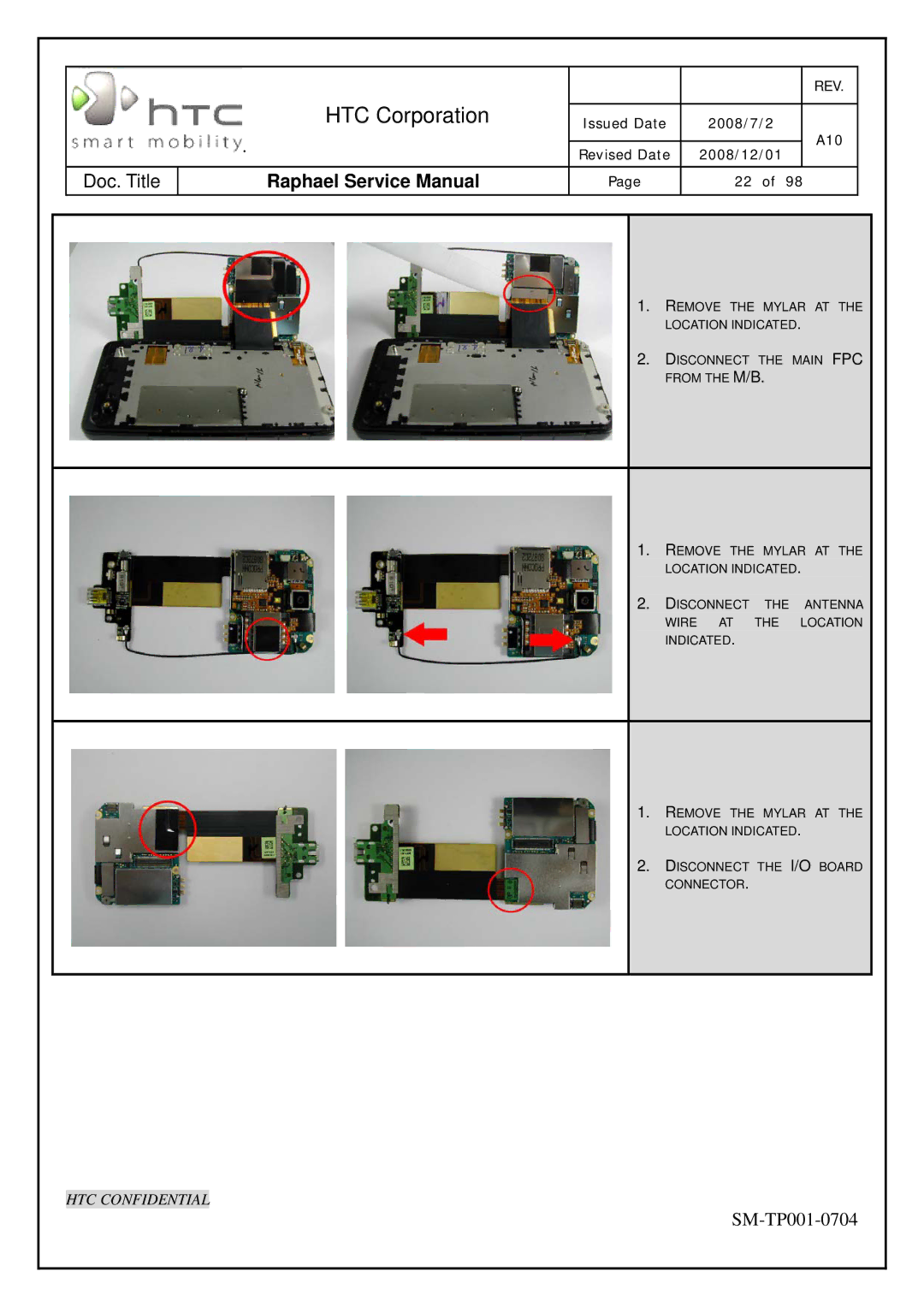 HTC SM-TP001-0704 manual HTC Corporation 