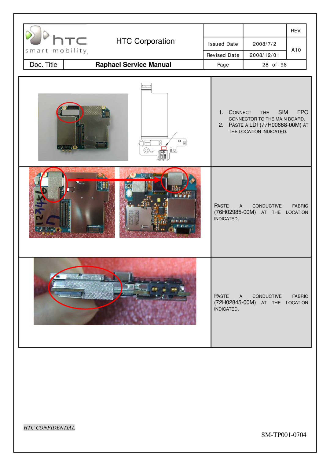 HTC SM-TP001-0704 manual 