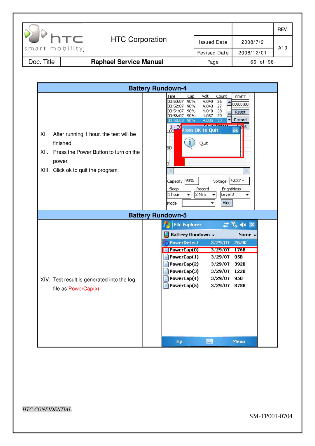 HTC SM-TP001-0704 manual Battery Rundown-4, Battery Rundown-5 