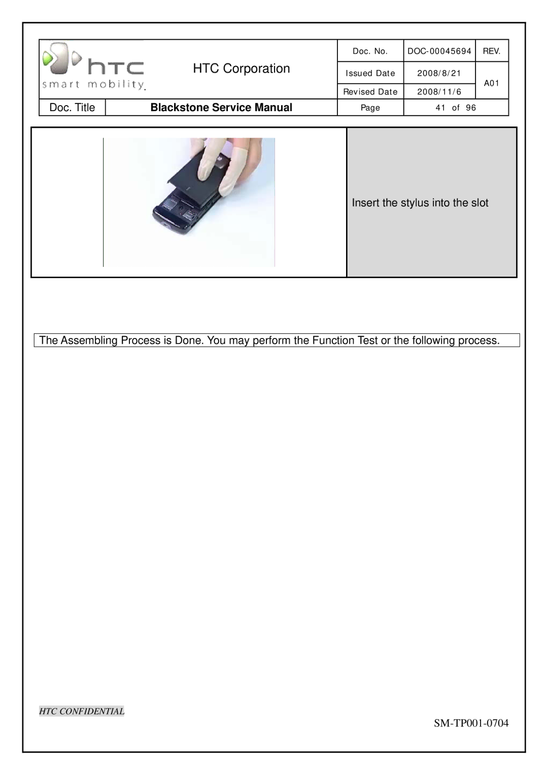 HTC SM-TP001-0704 service manual HTC Corporation 