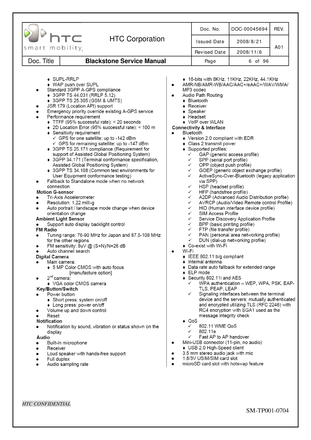 HTC SM-TP001-0704 service manual HTC Corporation 