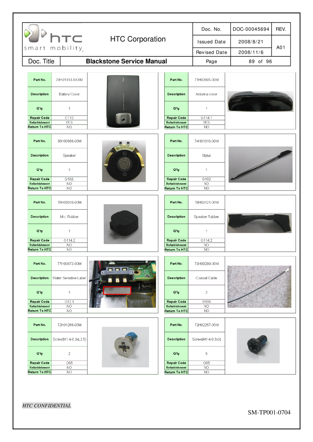 HTC SM-TP001-0704 service manual HTC Corporation 