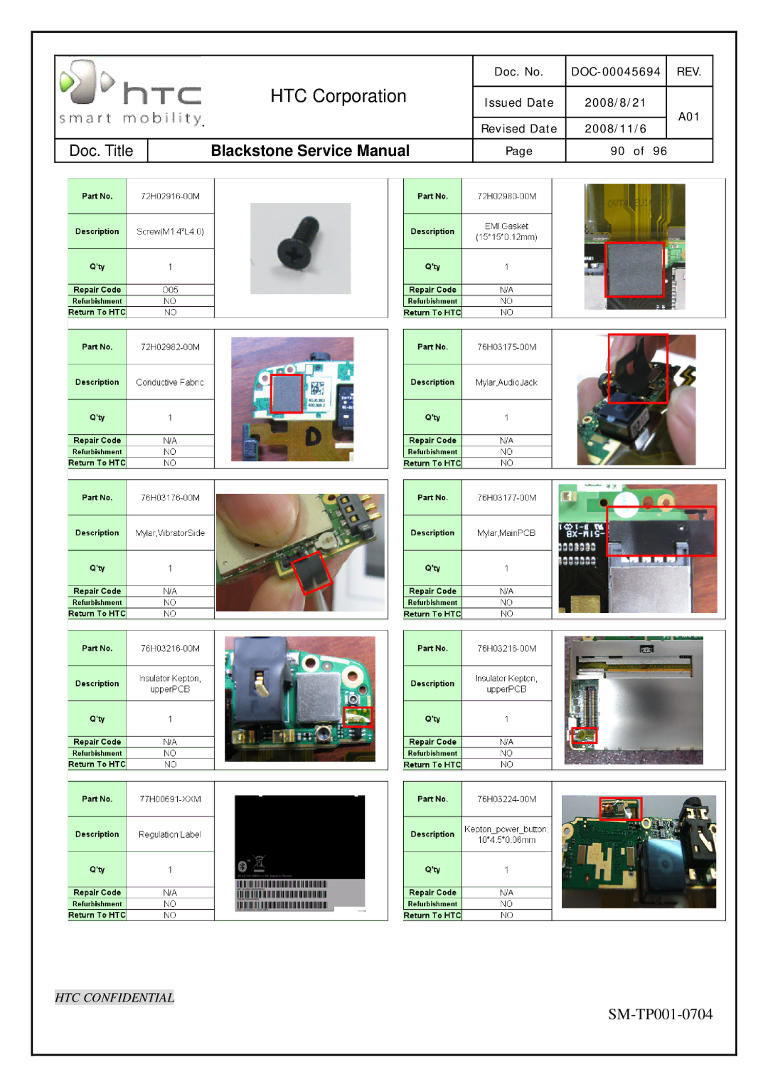 HTC SM-TP001-0704 service manual HTC Corporation 