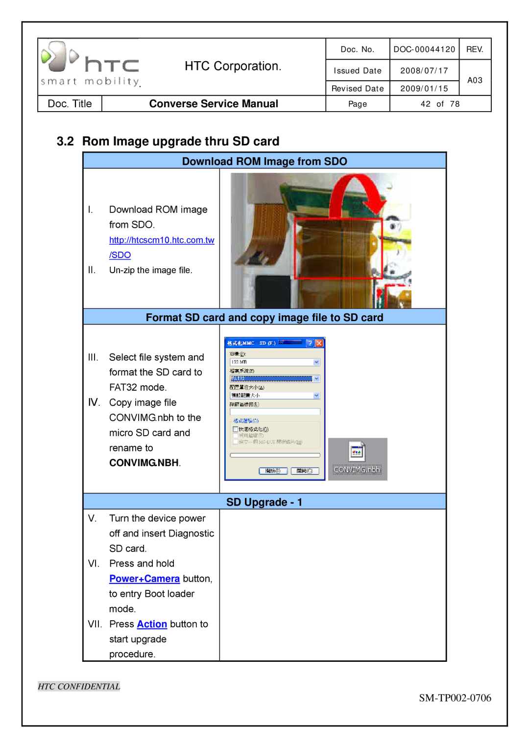 HTC SM-TP002-0706 service manual Rom Image upgrade thru SD card, Format SD card and copy image file to SD card, SD Upgrade 