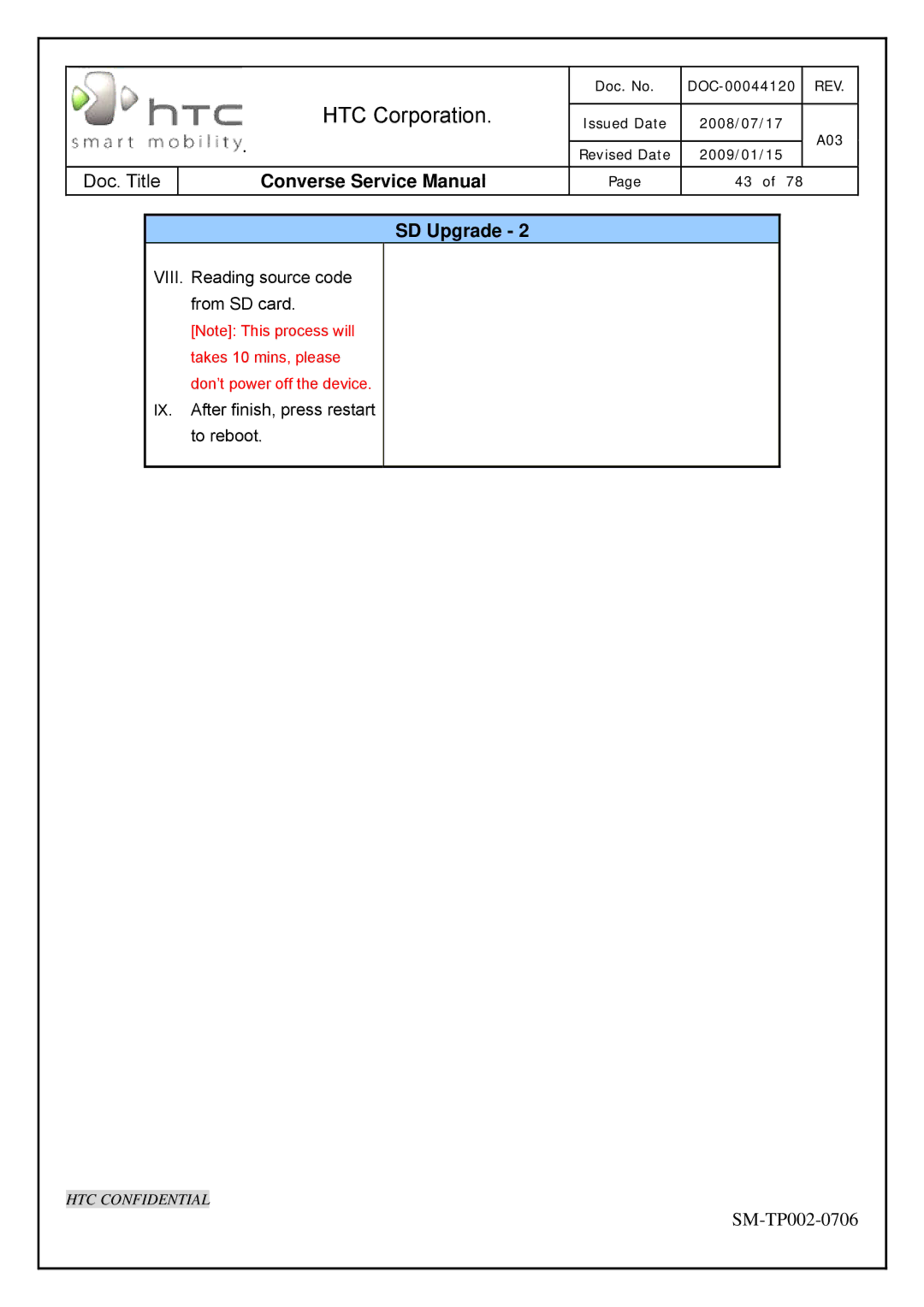 HTC SM-TP002-0706 service manual HTC Corporation 