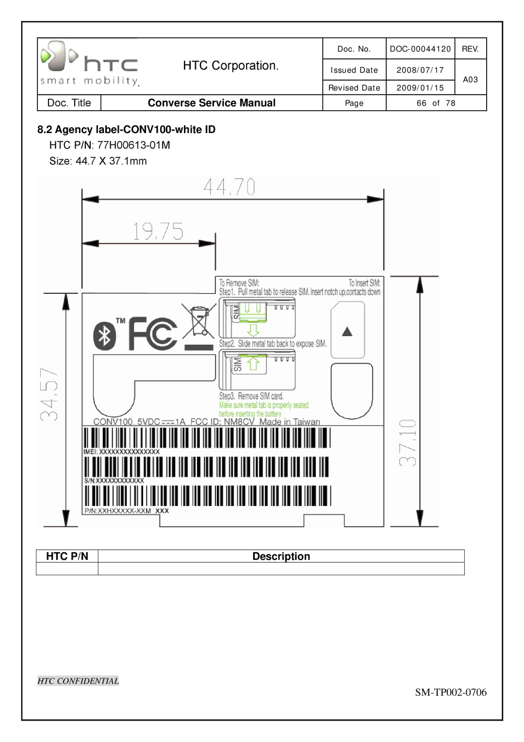 HTC SM-TP002-0706 service manual HTC Corporation 