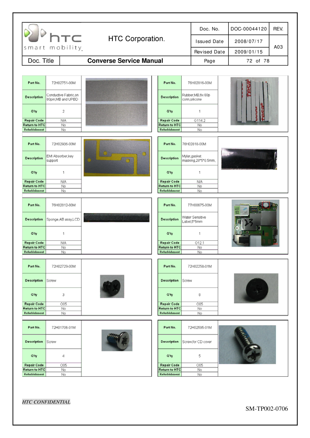 HTC SM-TP002-0706 service manual HTC Corporation 