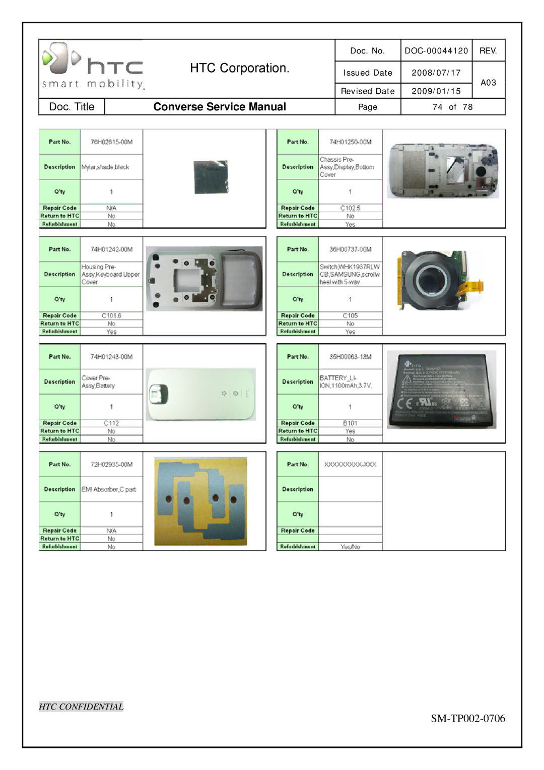 HTC SM-TP002-0706 service manual HTC Corporation 