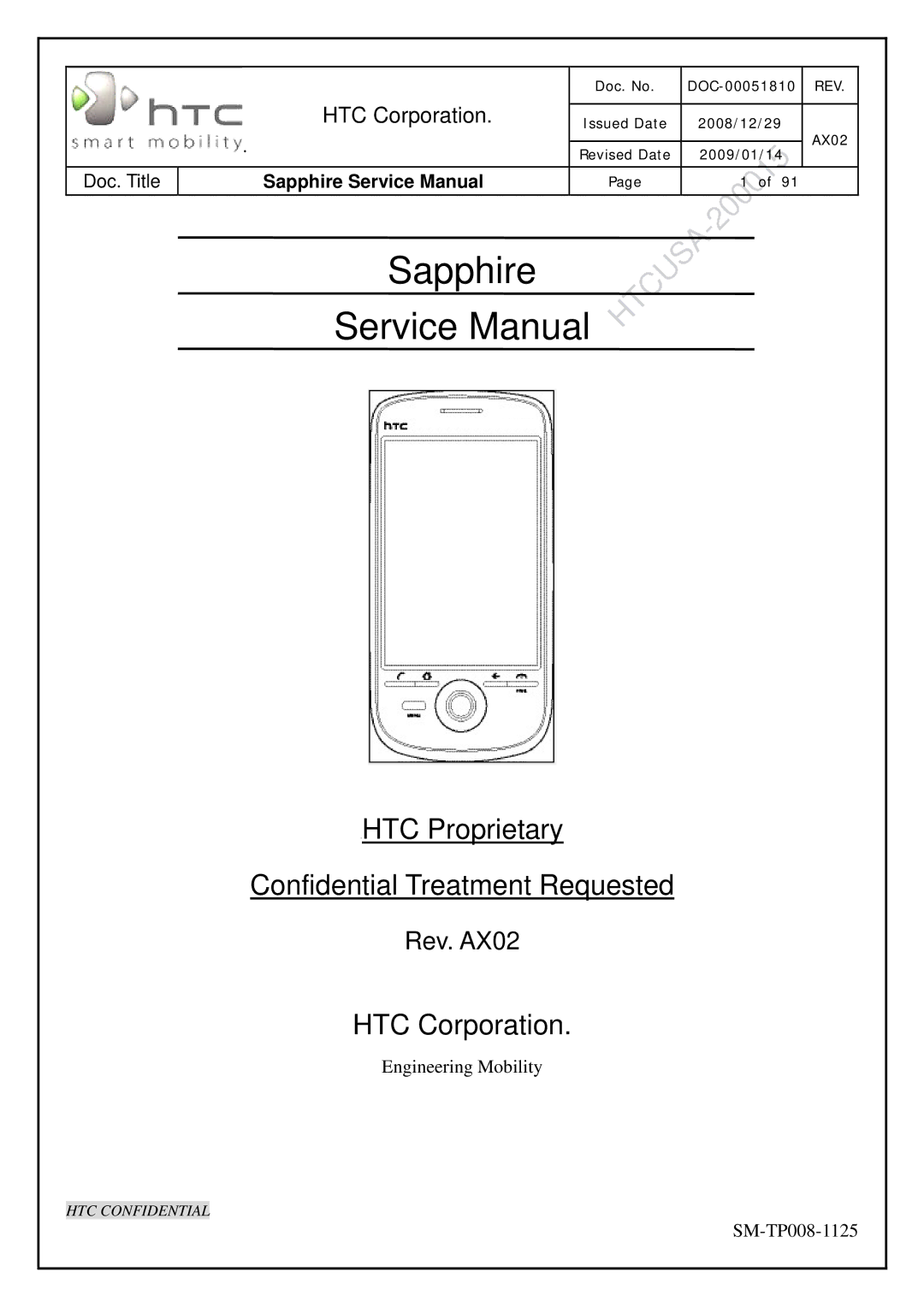 HTC SM-TP008-1125 service manual Sapphire 