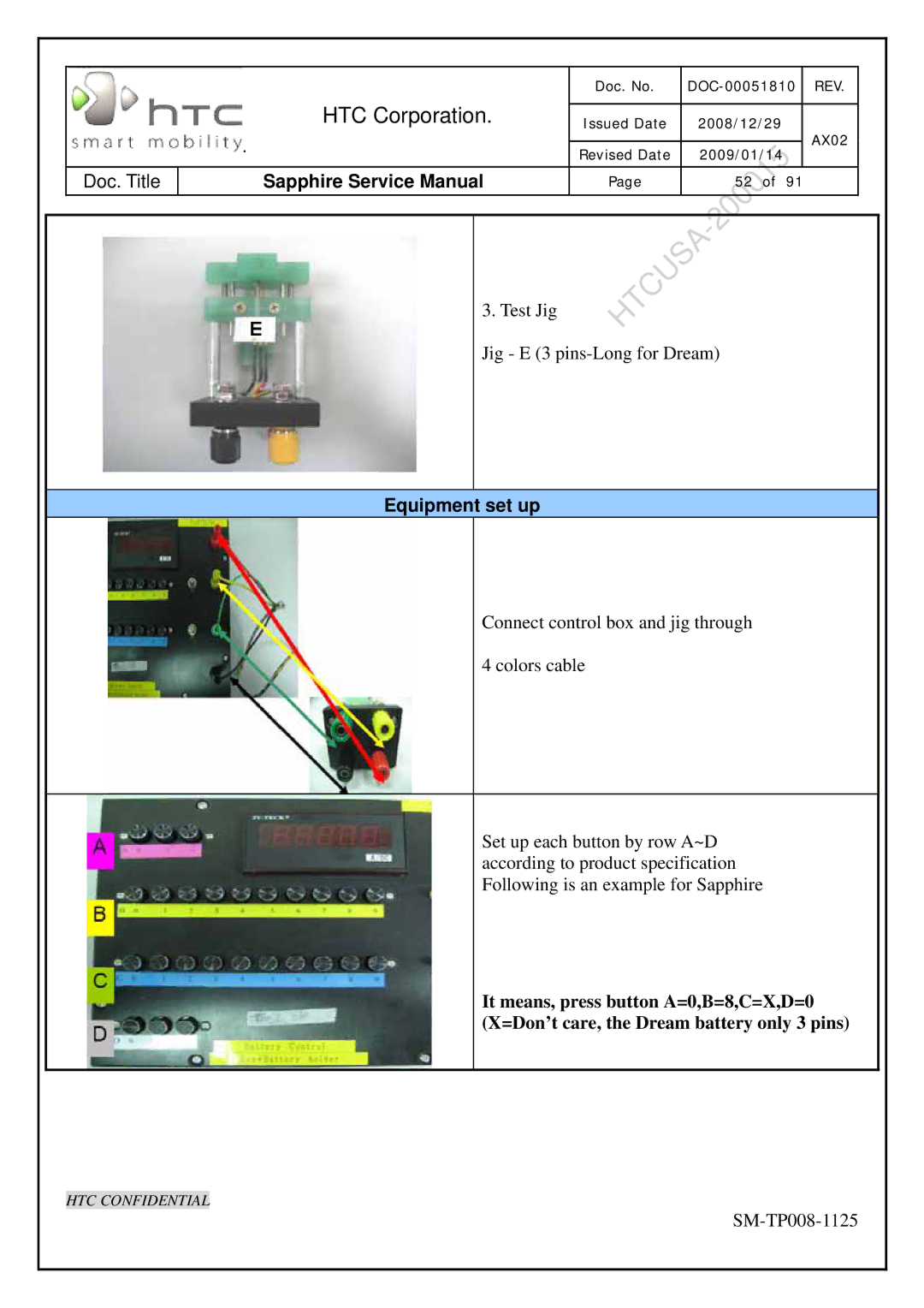 HTC SM-TP008-1125 service manual Equipment set up 