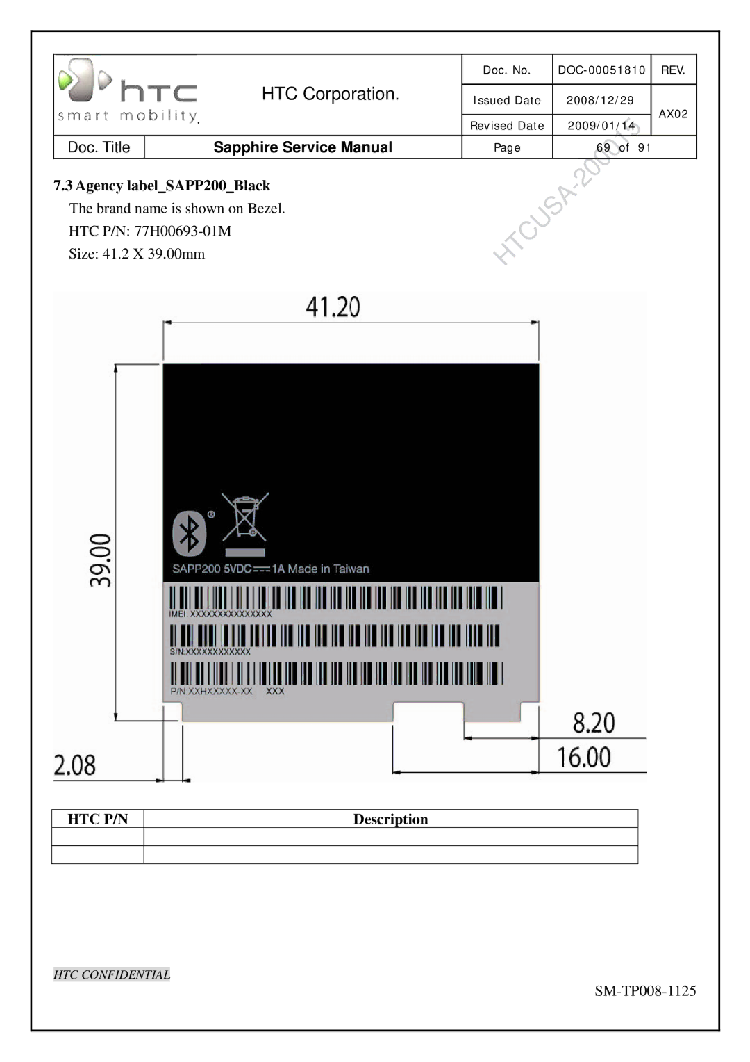 HTC SM-TP008-1125 service manual HTC Corporation 