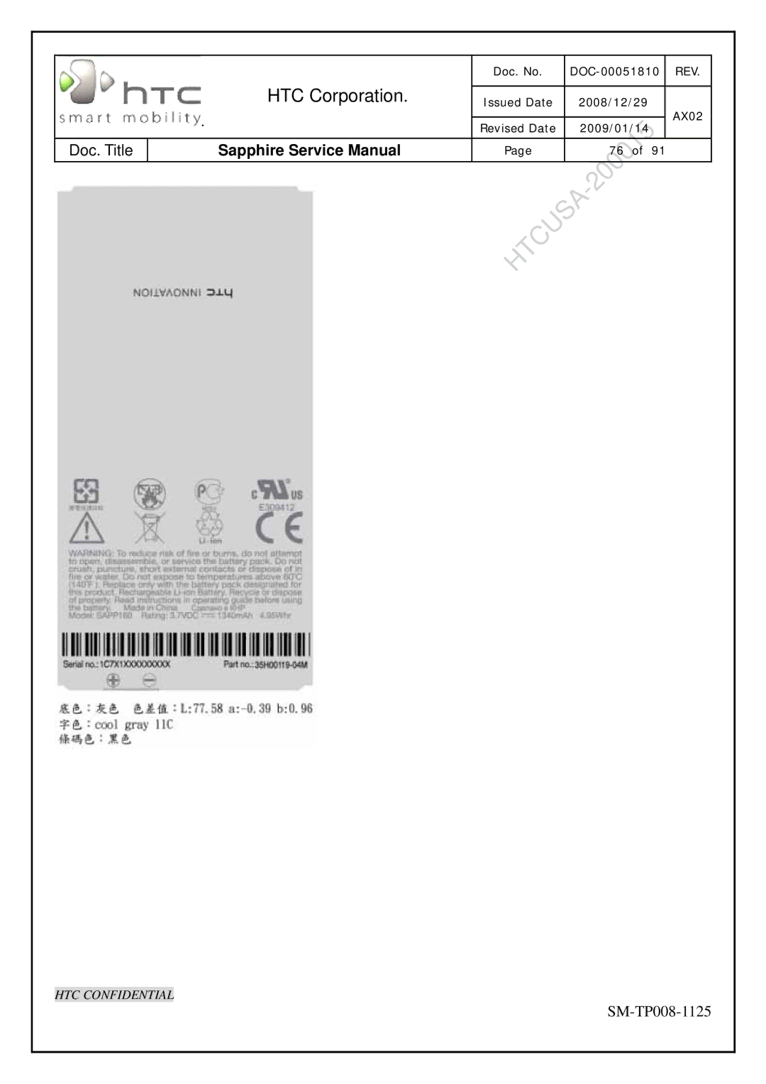 HTC SM-TP008-1125 service manual HTC Corporation 