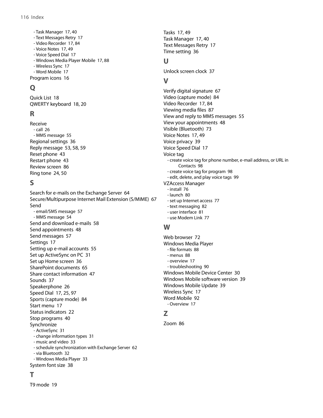 HTC SMT5800 user manual Program icons Quick List Qwerty keyboard 18 Receive 