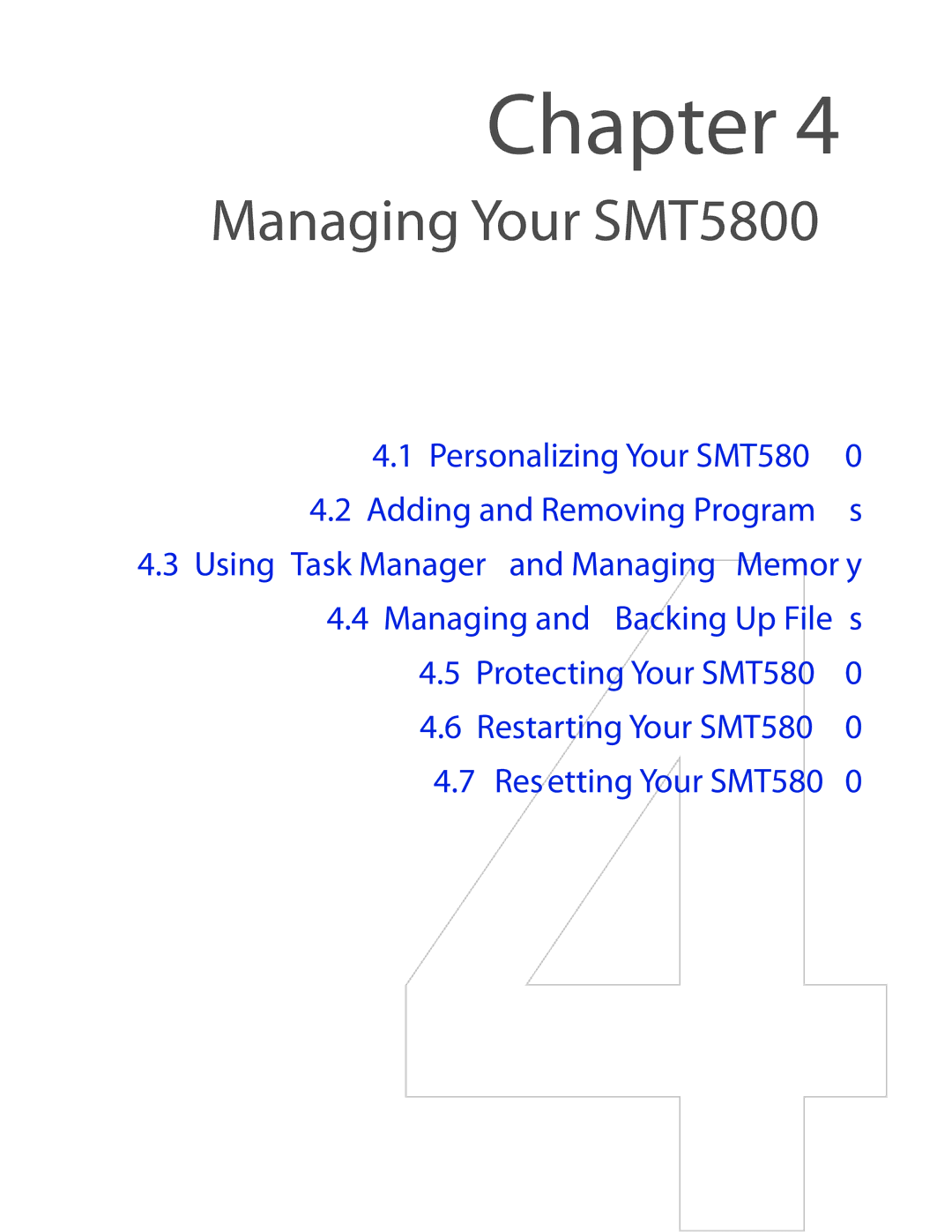 HTC user manual Managing Your SMT5800 