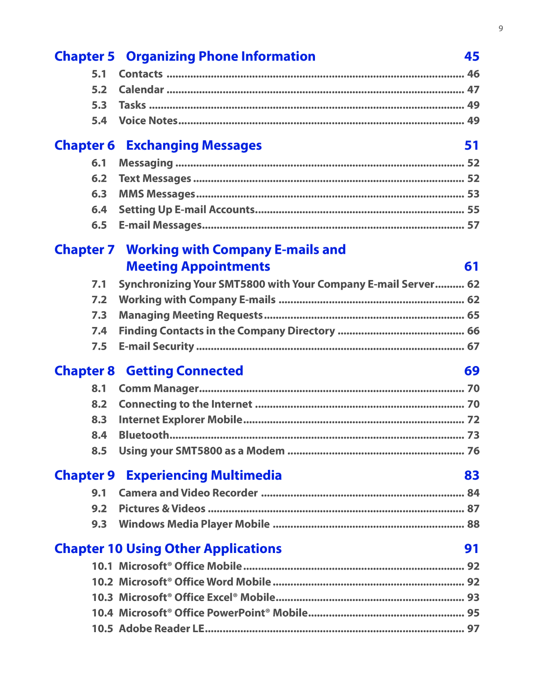 HTC SMT5800 user manual Organizing Phone Information 