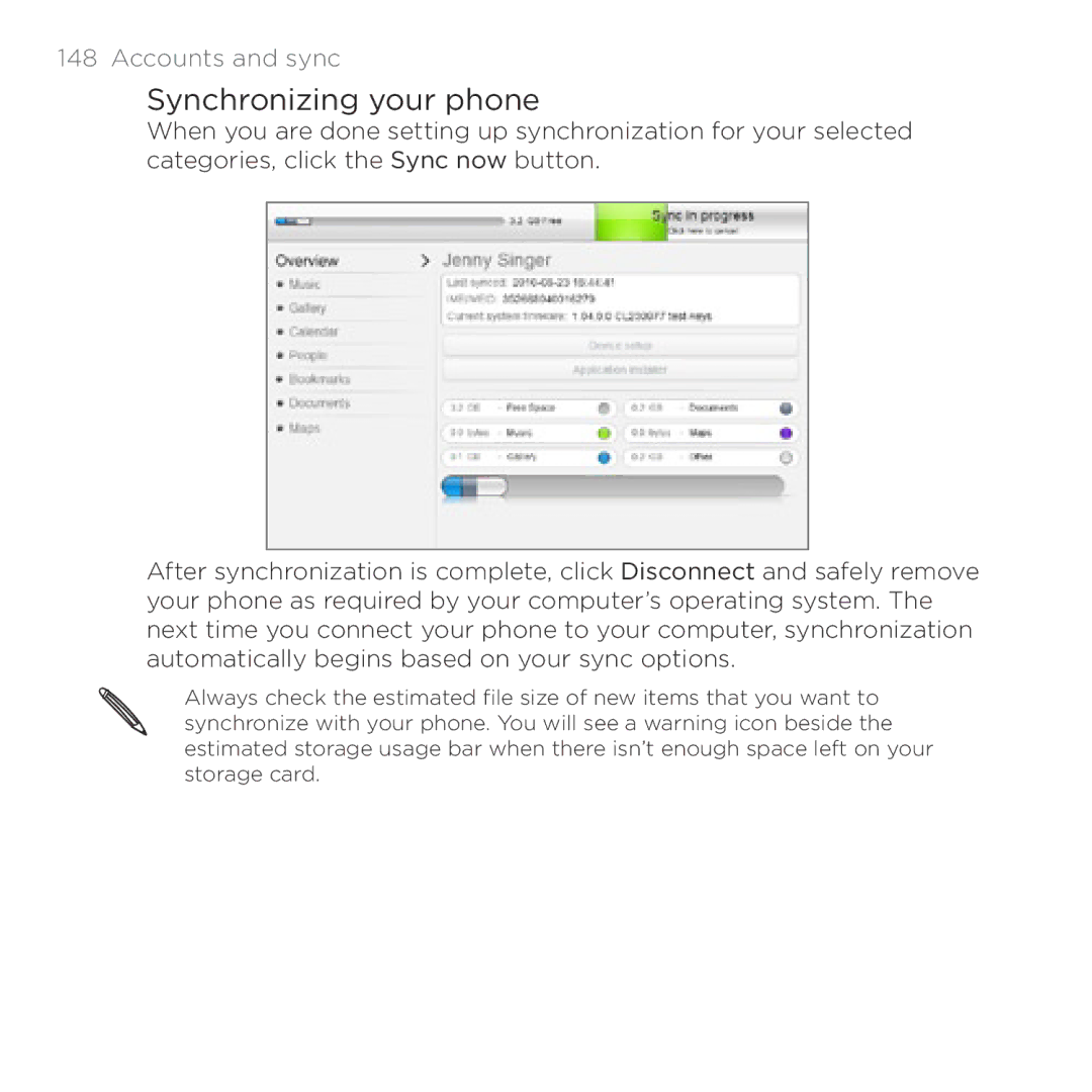 HTC Thunderbolt manual Synchronizing your phone 