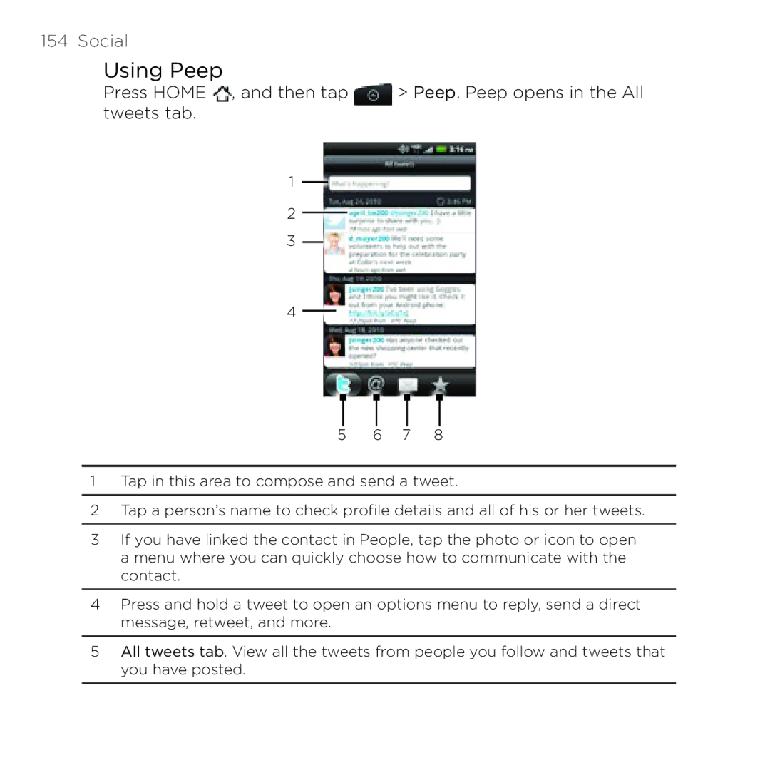 HTC Thunderbolt manual Using Peep 