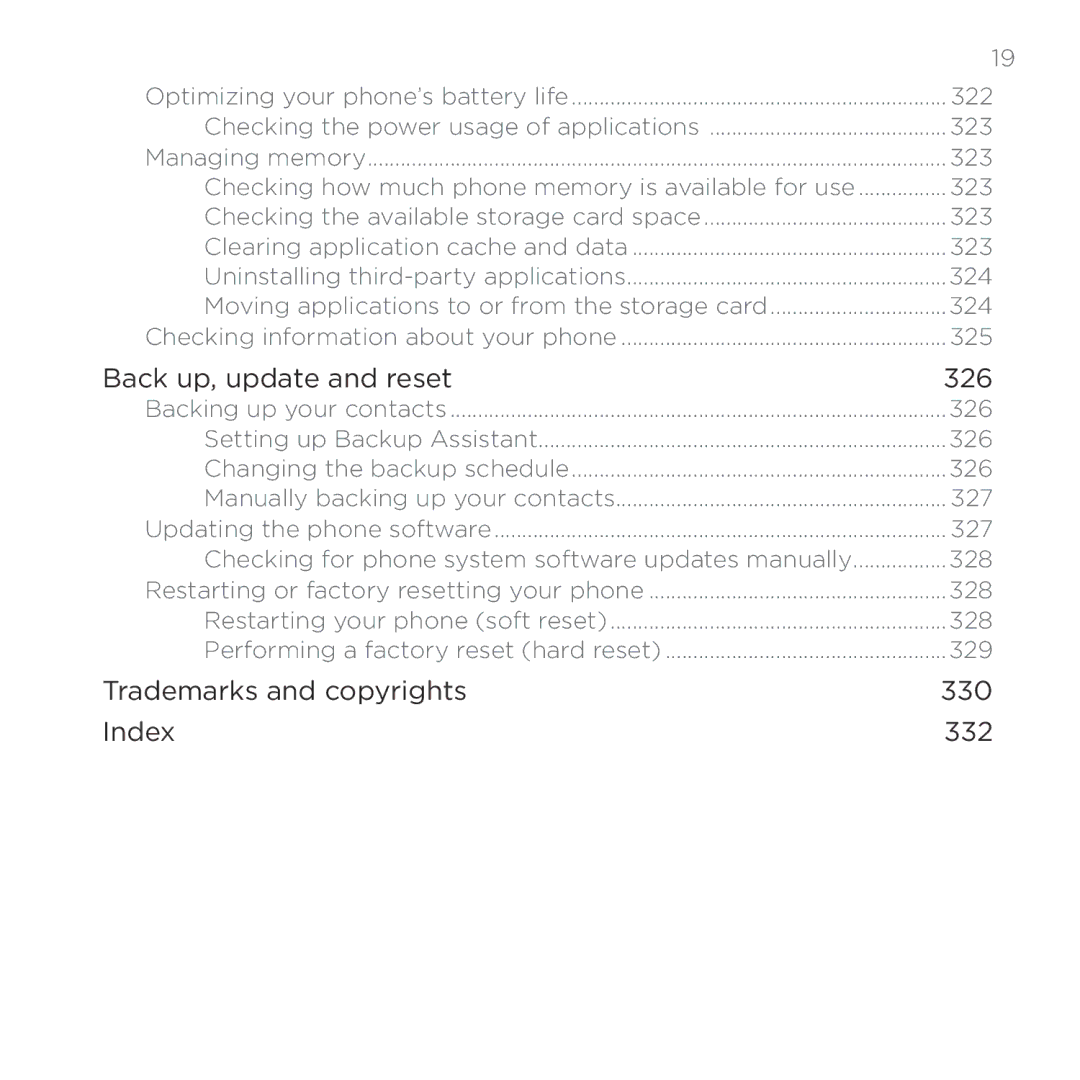 HTC Thunderbolt manual Checking the power usage of applications 323, 326 