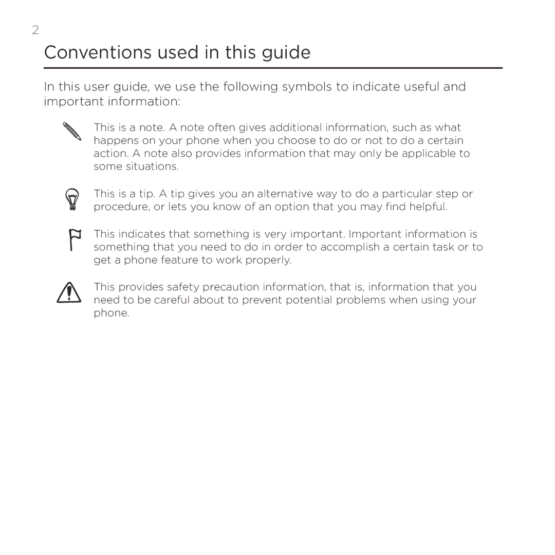 HTC Thunderbolt manual Conventions used in this guide 