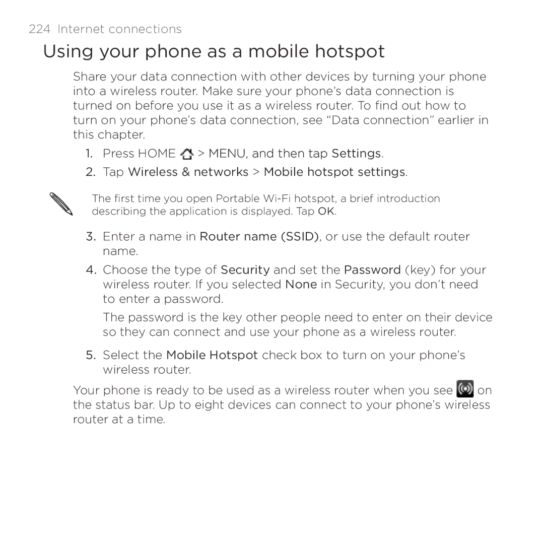 HTC Thunderbolt manual Using your phone as a mobile hotspot 