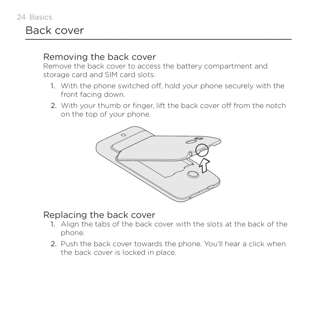 HTC Thunderbolt manual Back cover, Removing the back cover, Replacing the back cover 