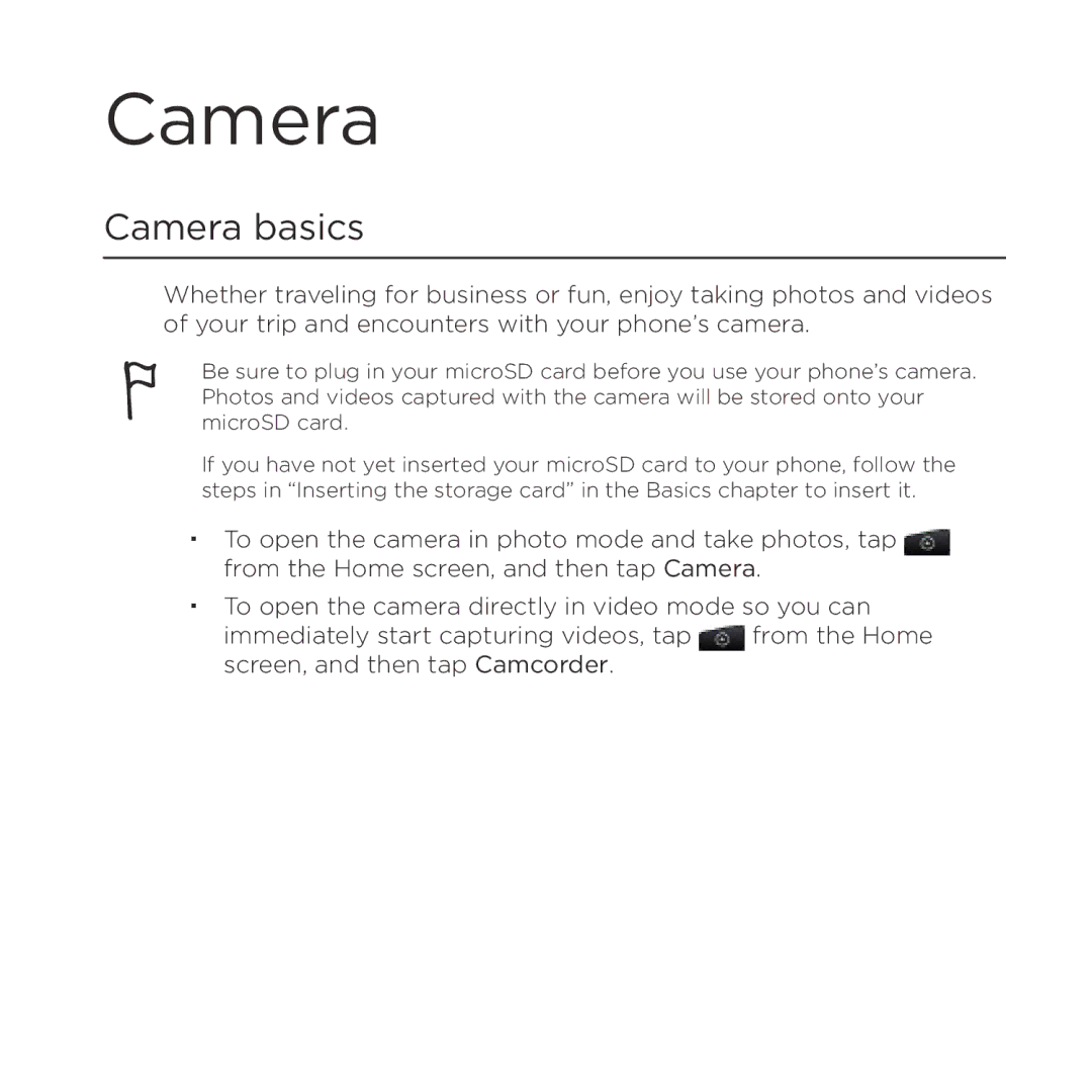 HTC Thunderbolt manual Camera basics 