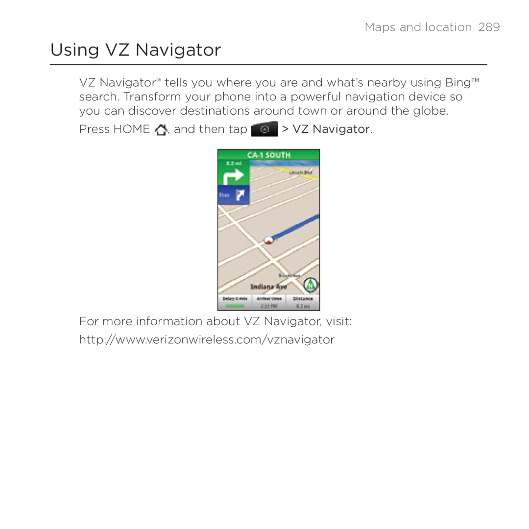 HTC Thunderbolt manual Using VZ Navigator 