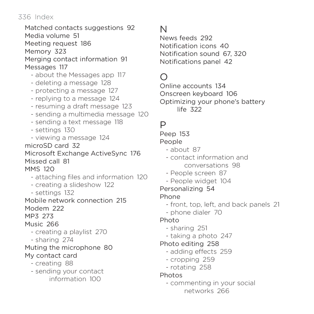 HTC Thunderbolt manual Index 