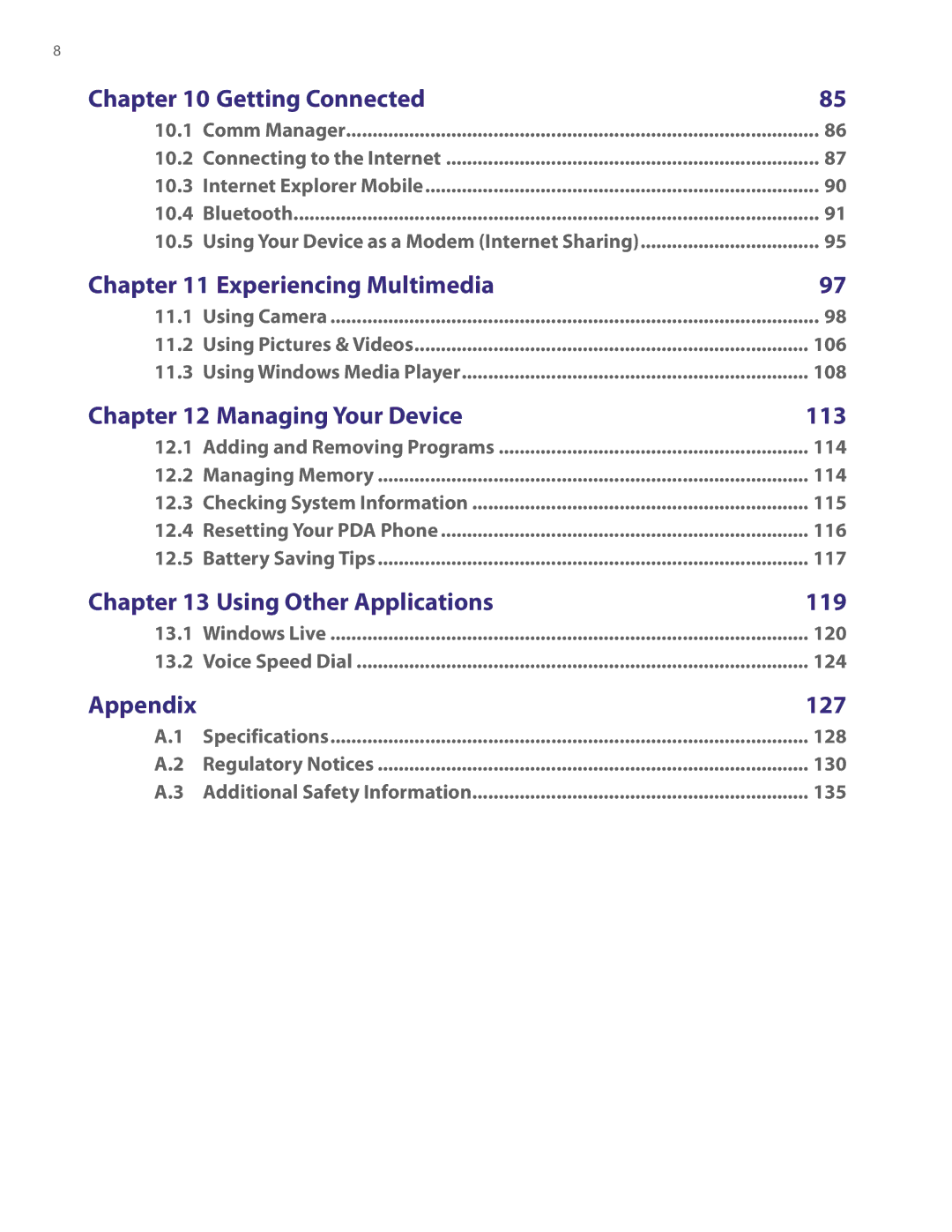 HTC TITA100 user manual Experiencing Multimedia 