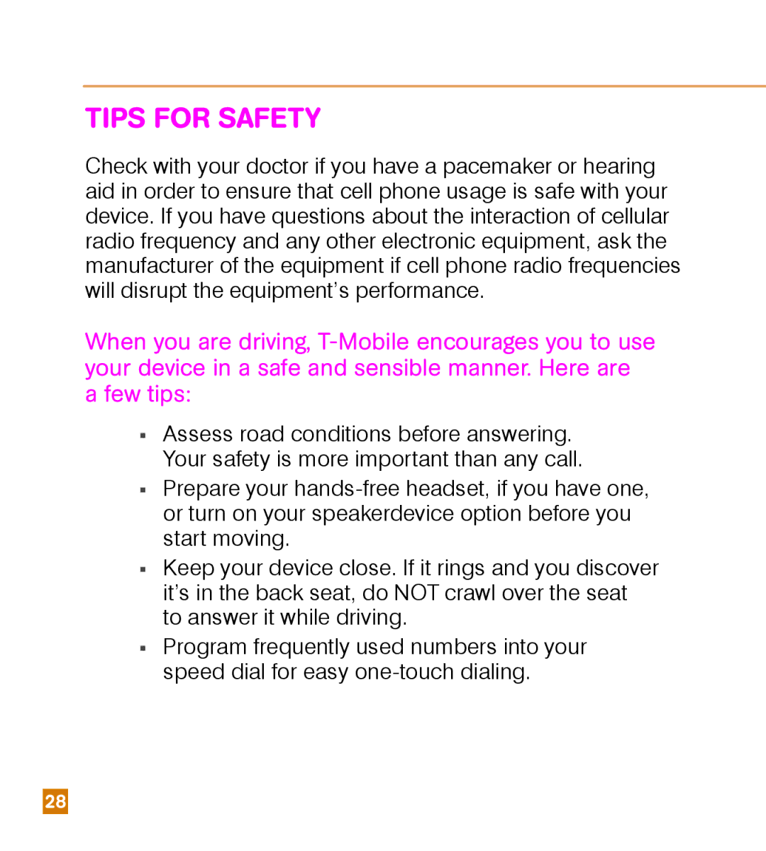 HTC TM1630 manual Tips for Safety 