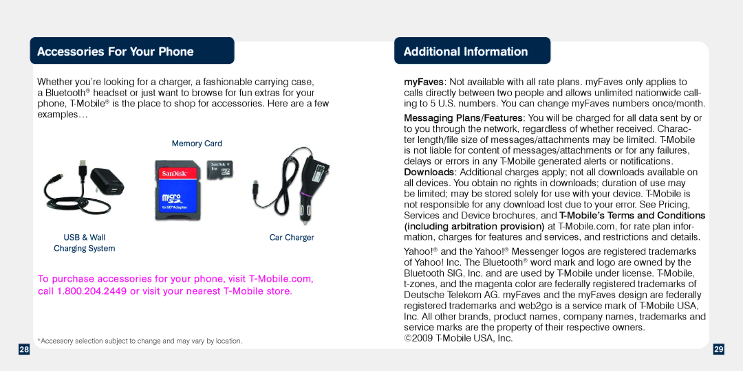 HTC TM1634 manual Accessories For Your Phone, Additional Information 